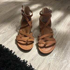 Women's Tan Strappy Sandals